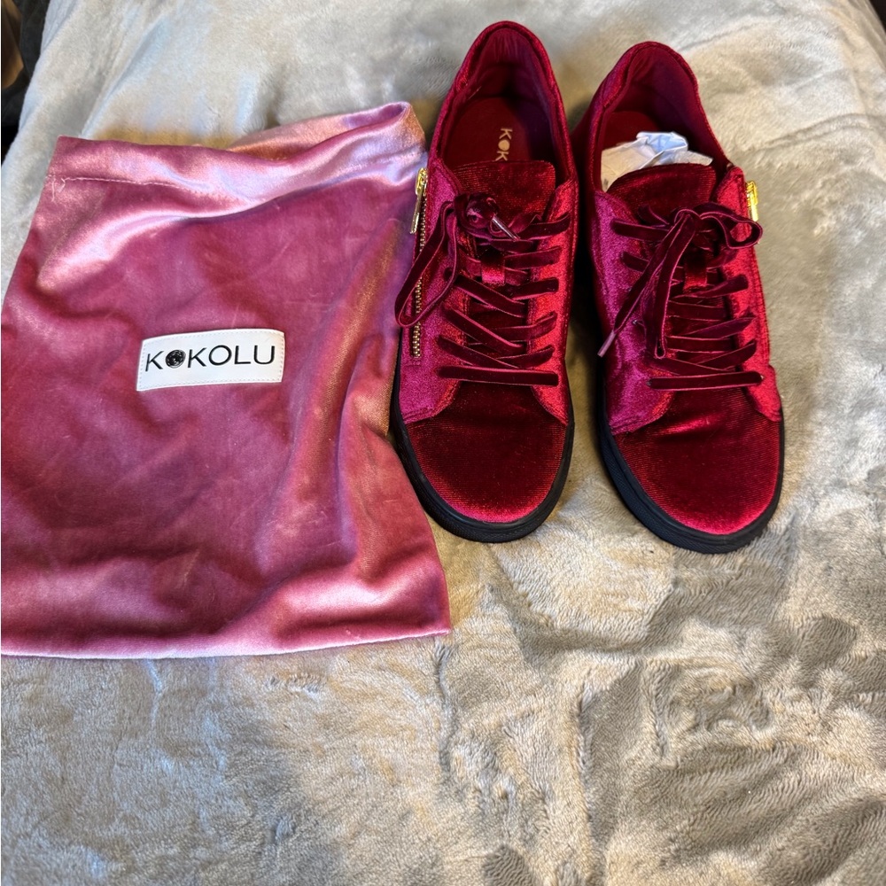 Red Athletic Lace-Up Sneakers